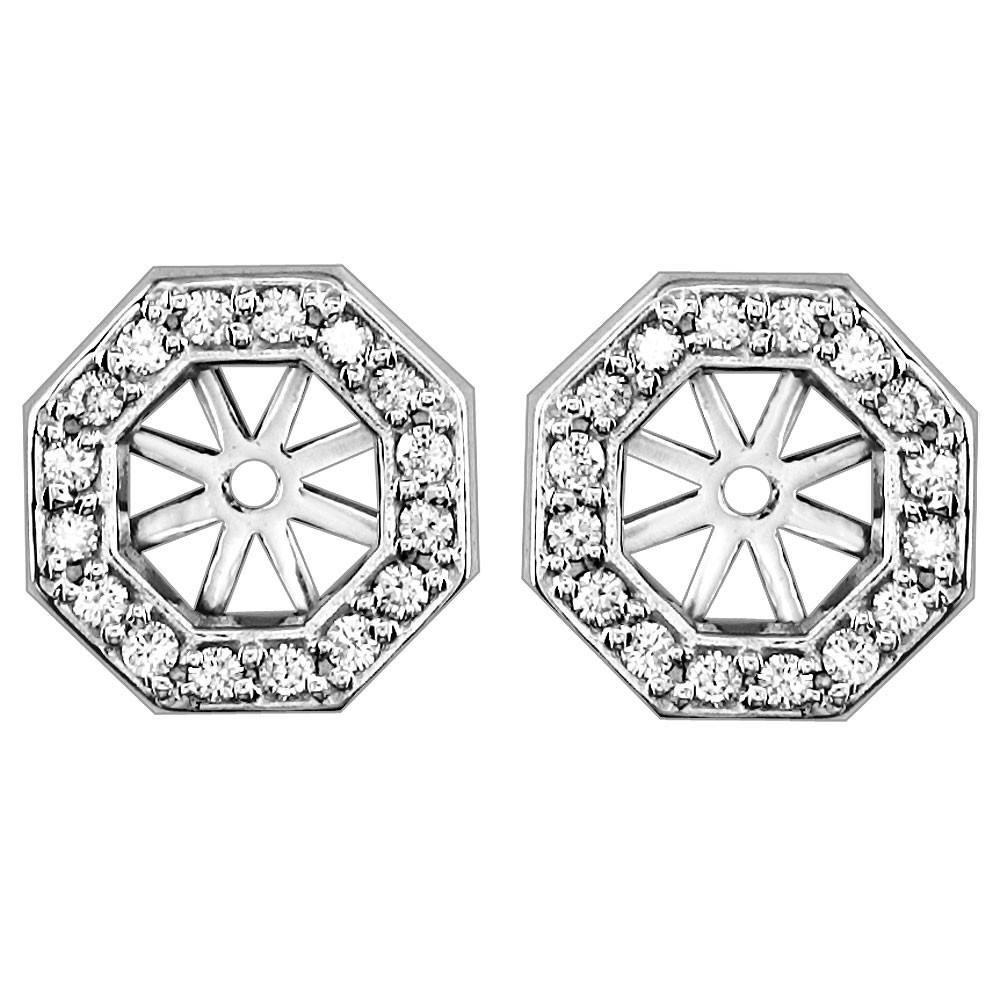 Diamond Octogon Earring Stud Jackets in 18K