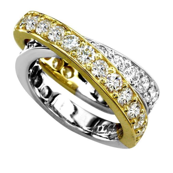 Two-Tone Crossover Diamond Ring in 18K, 3.58CT