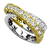 Two-Tone Crossover Diamond Ring in 18K, 3.58CT