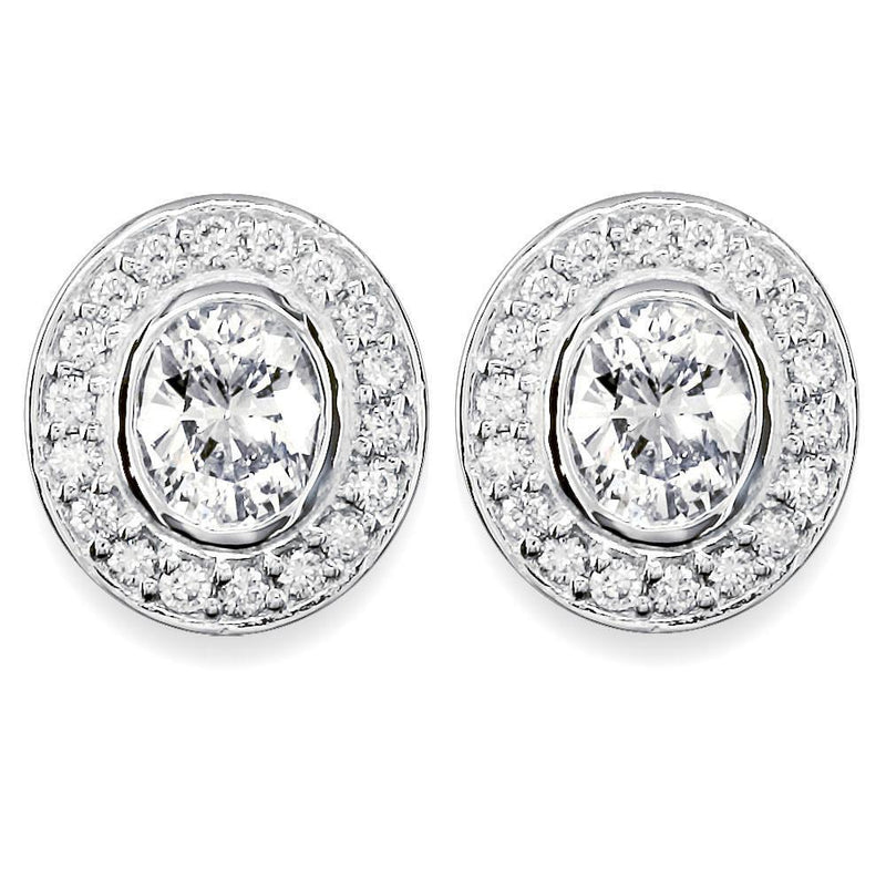 Oval Diamond Bezel Earrings