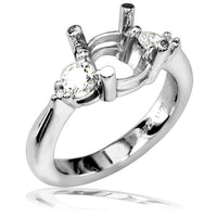 Three Stone Diamond Engagement Ring Setting in 18K White Gold, 0.56CT