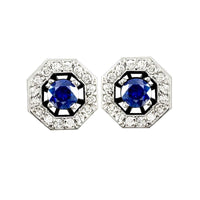 Sapphire Studs with Diamond Jackets