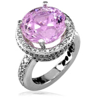 Large Violet Gemstone Ring Set in Diamond Basket
