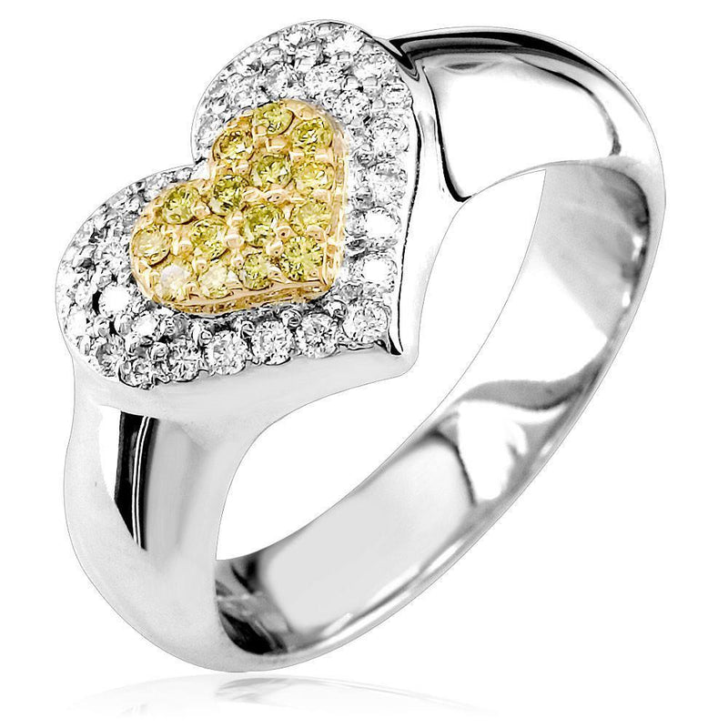 Two-Tone Diamond Heart Ring in 18K