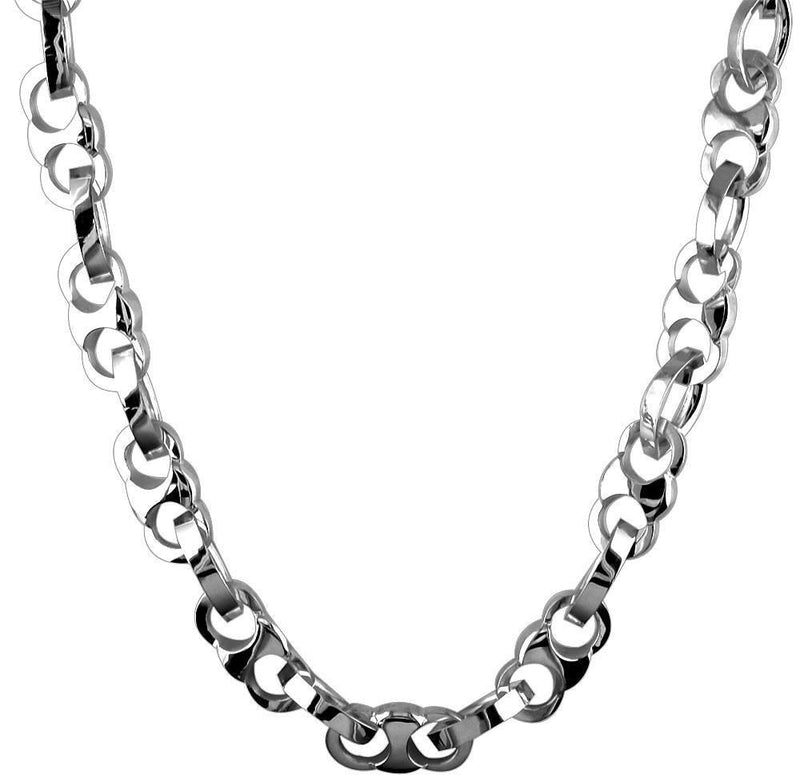 Cuff Link Chain with Marquise Connectors in 14K White Gold