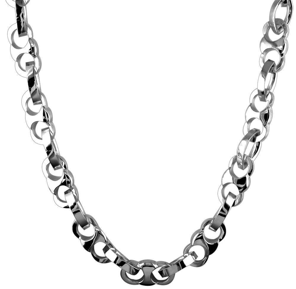 Cuff Link Chain with Marquise Connectors in Sterling Silver