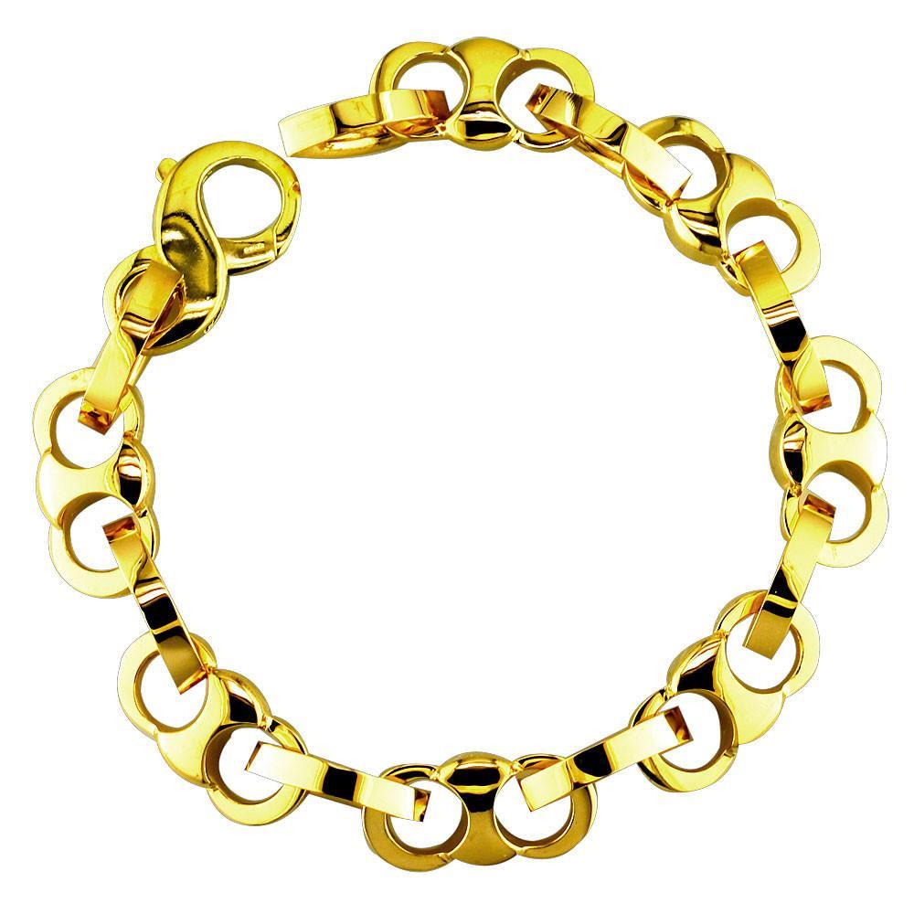 Cuff Link Bracelet with Marquise Connectors in 14K Yellow Gold