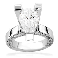 Pear Shape Diamond Engagement Ring Setting in 14K White Gold, 2.0CT Total Sides