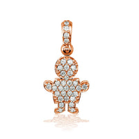 Medium Diamond Kids Sziro Boy Pendant for Mom, Grandma in 18k Pink Gold