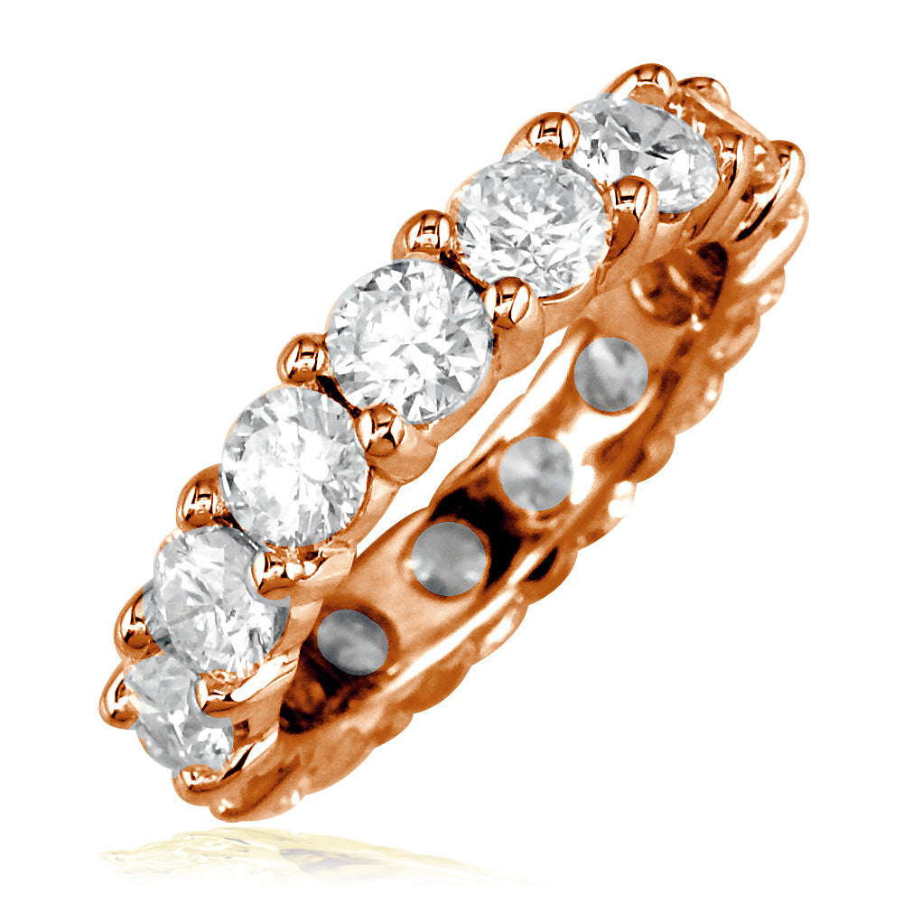 Diamond Eternity Band, Round Diamonds Set with Shared Prongs, 4.95CT in 18K Pink Gold