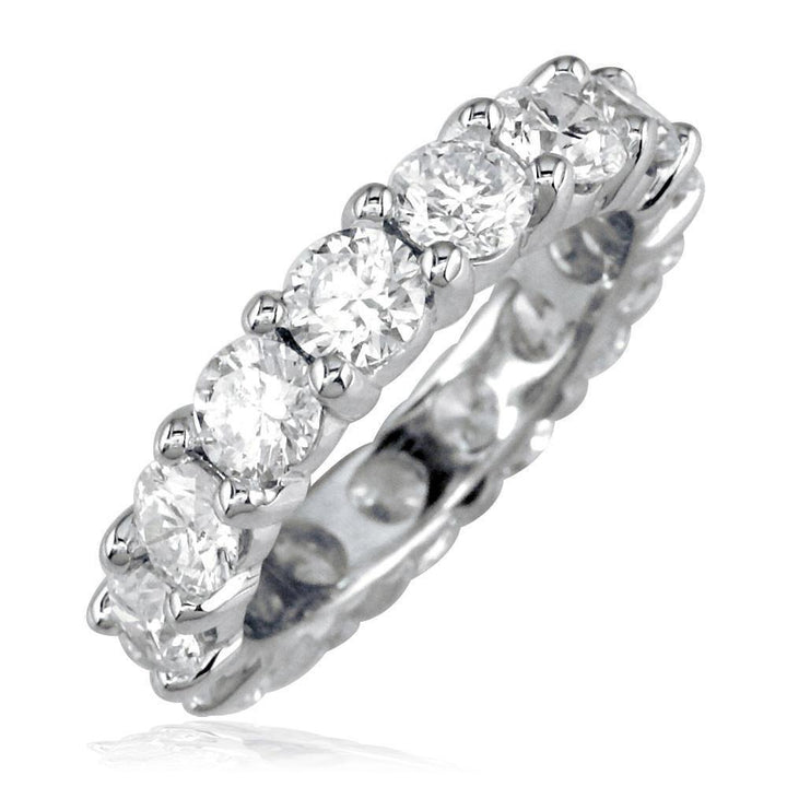 Diamond Eternity Band, Round Diamonds Set with Shared Prongs, 4.95CT in 14K White Gold
