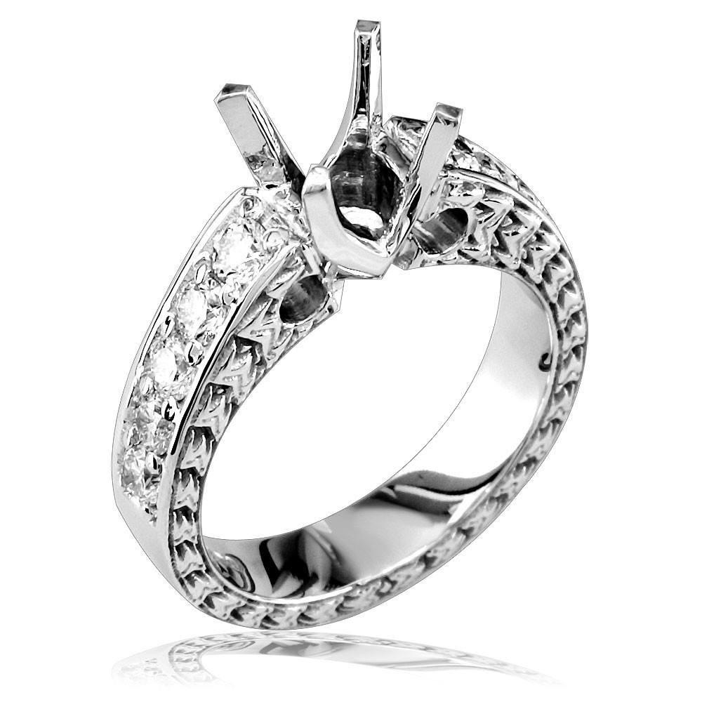 Diamond Engagement Ring Setting in 18k White Gold, 0.75CT