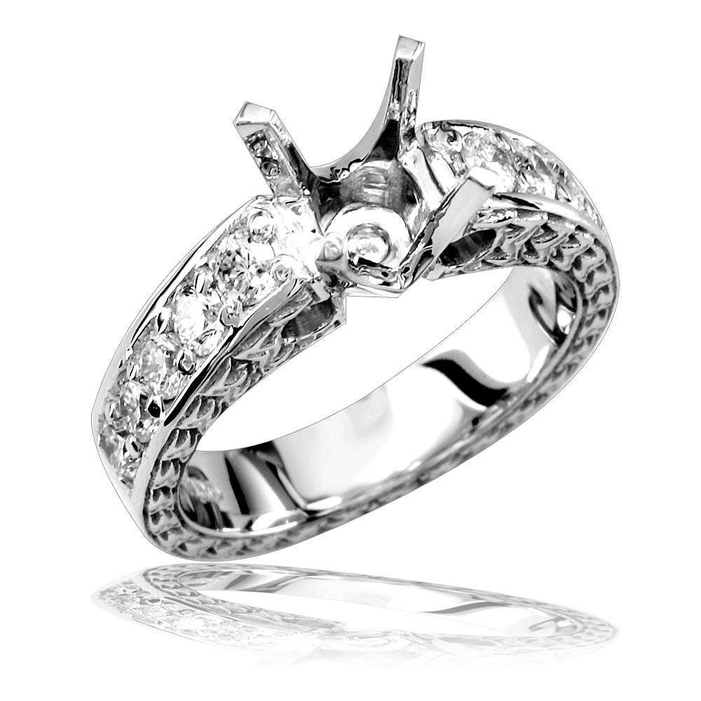Diamond Engagement Ring Setting in 18k White Gold, 0.75CT