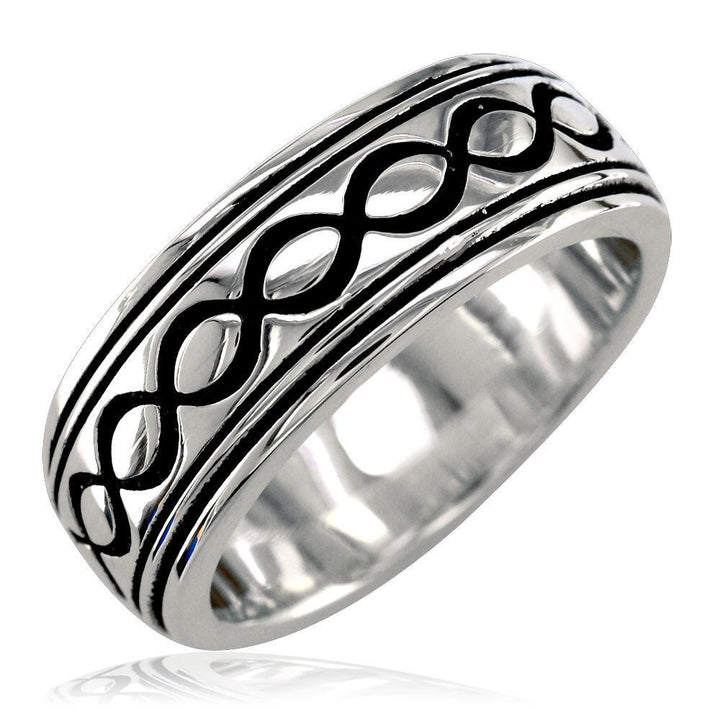 Wide Infinity Wedding Band in Sterling Silver, 8.5mm