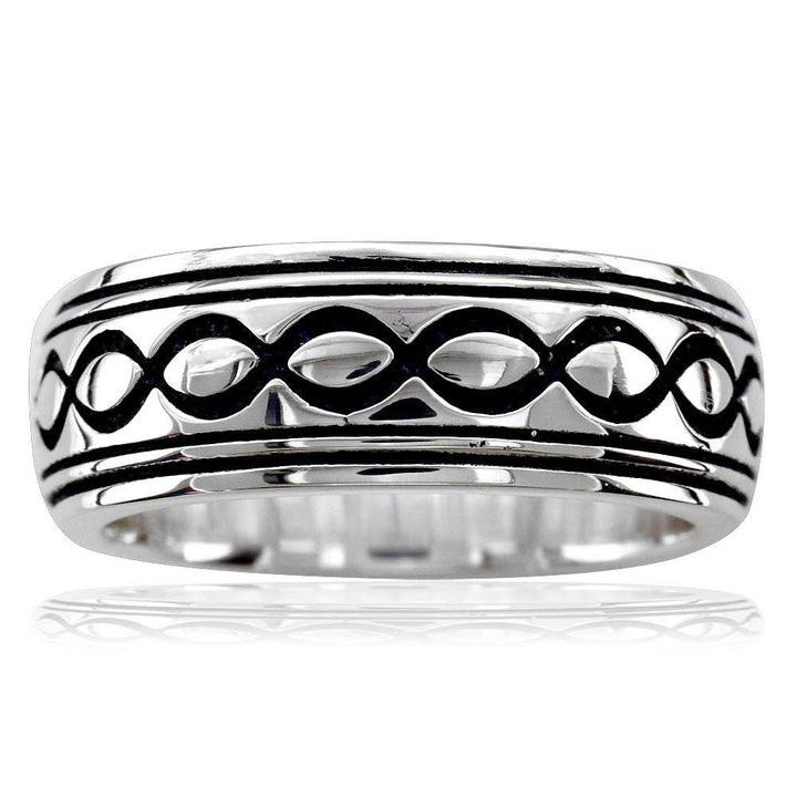 Wide Infinity Wedding Band in Sterling Silver, 8.5mm