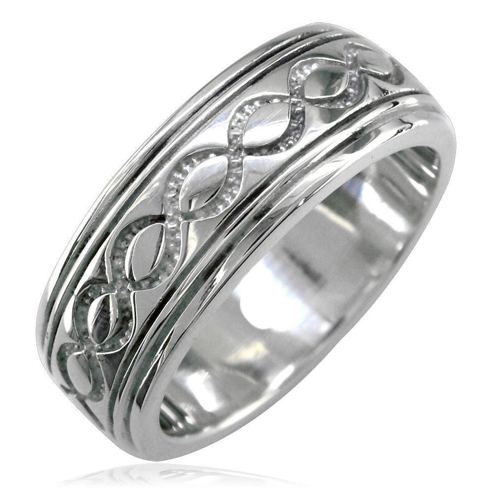 Wide Infinity Wedding Band in Sterling Silver, 8.5mm