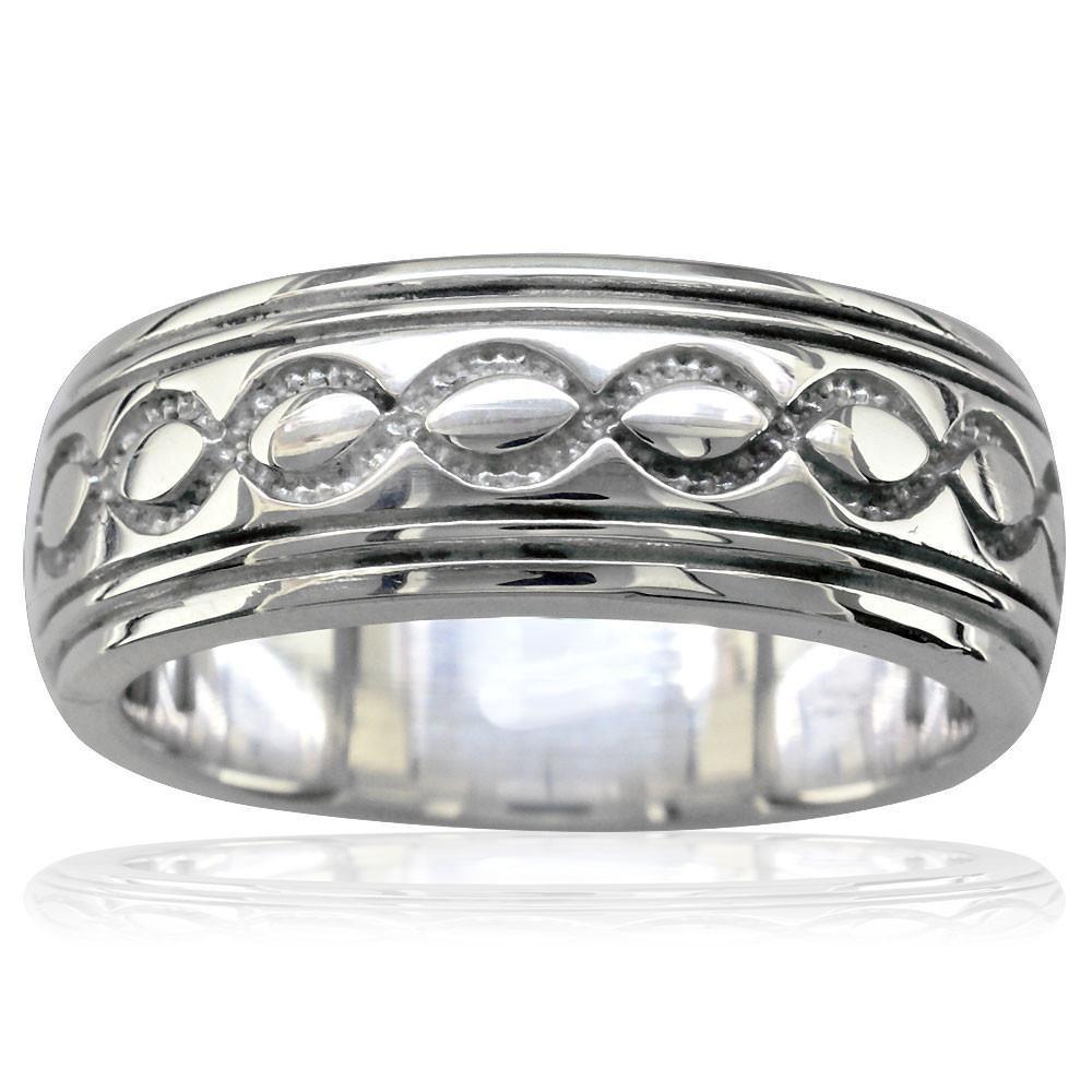 Wide Infinity Wedding Band in 14k White Gold, 8.5mm