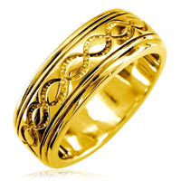 Wide Infinity Wedding Band in 14k Yellow Gold, 8.5mm