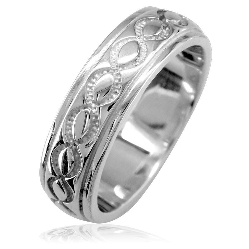 Carved Infinity Scroll Band 18K White Gold
