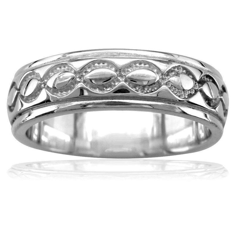 Carved Infinity Scroll Band 18K White Gold