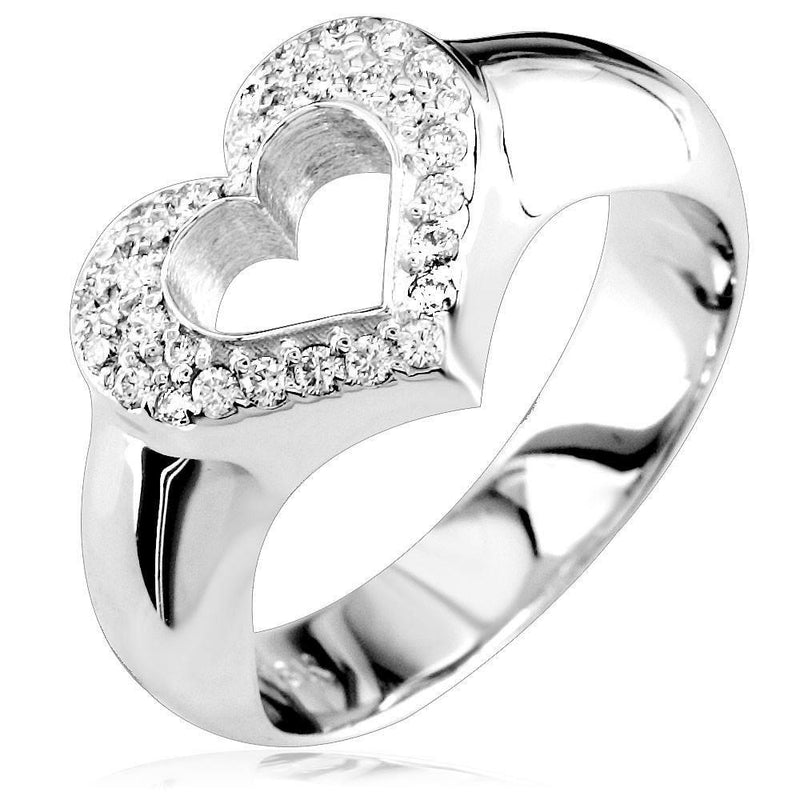 Open Diamond Heart Ring in 18K