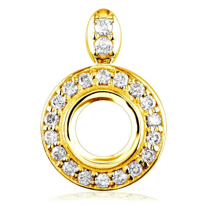 13mm Diamond Halo Pendant Setting, 0.35CT Sides in 14k Yellow Gold