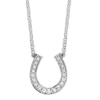 Small Horseshoe Pendant and Chain in Sterling Silver and Cubic Zirconia