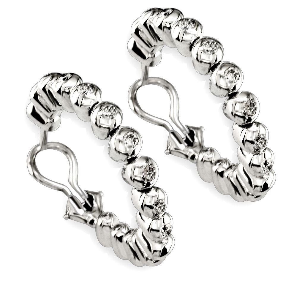 Diamond Bead Hoop Earrings in 18K