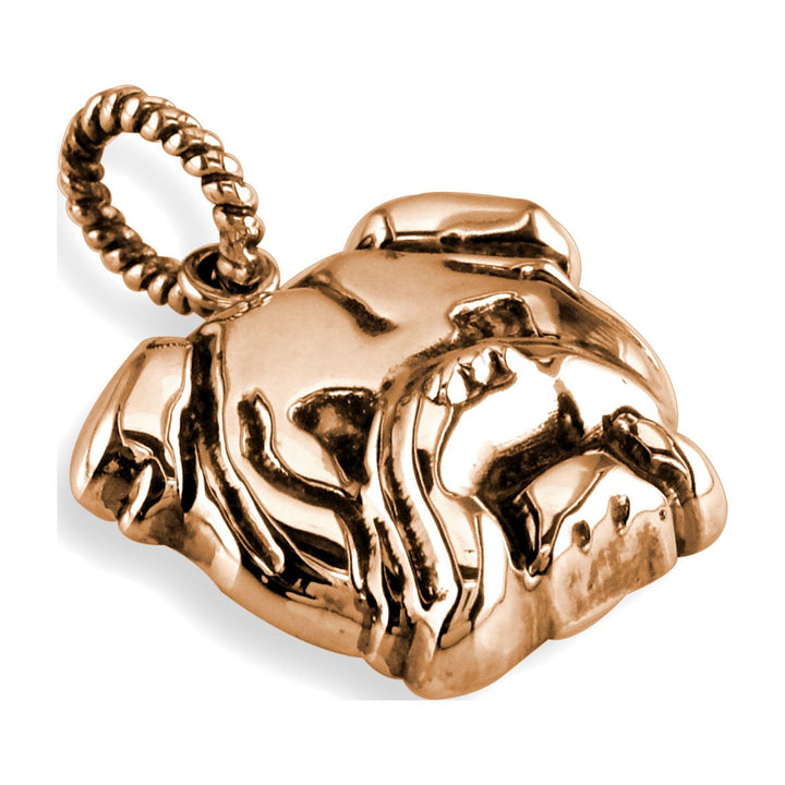 Large Bulldog Charm with Black # 3797 in 14K rose (pink) gold