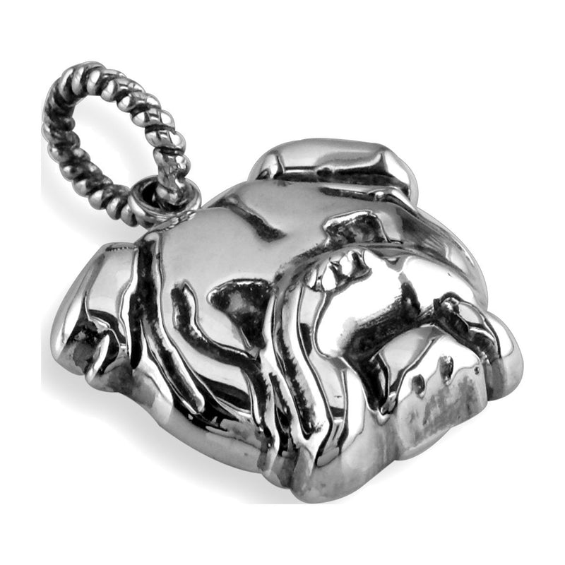 Bulldog Charm with Black in Sterling Silver