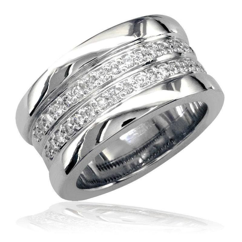 Wide Diamond Band in 14K, 2 Rows Of Diamonds 0.65CT