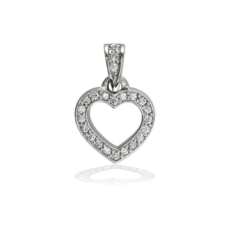 Small Open Diamond Heart Charm in 14K White Gold