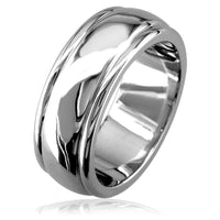 Mens Wide Band with Slightly Domed Middle in 14K