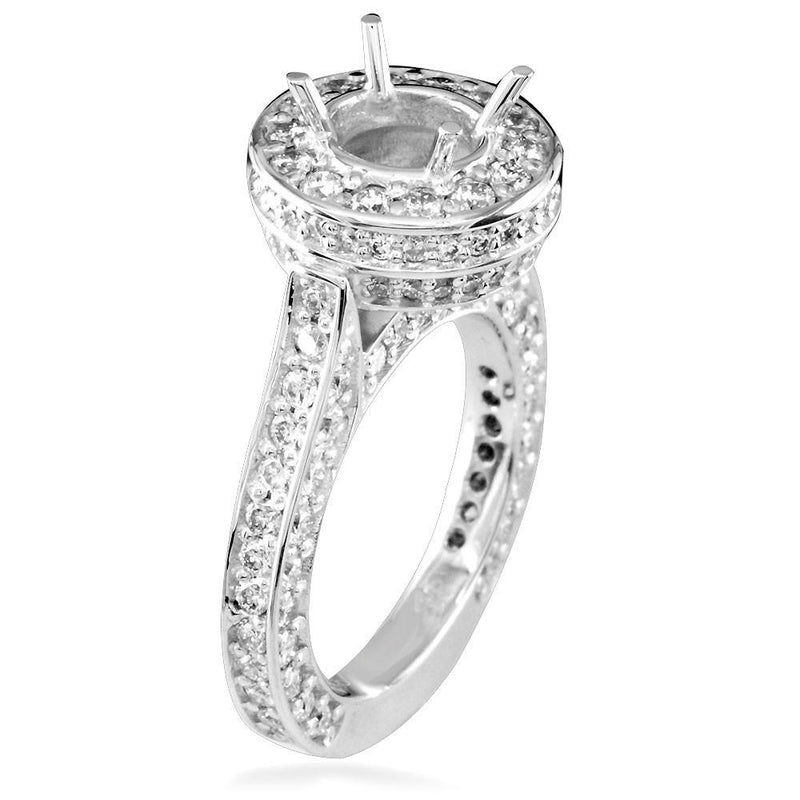 Diamond Halo Engagement Ring Setting, 2.71CT in 18k White Gold