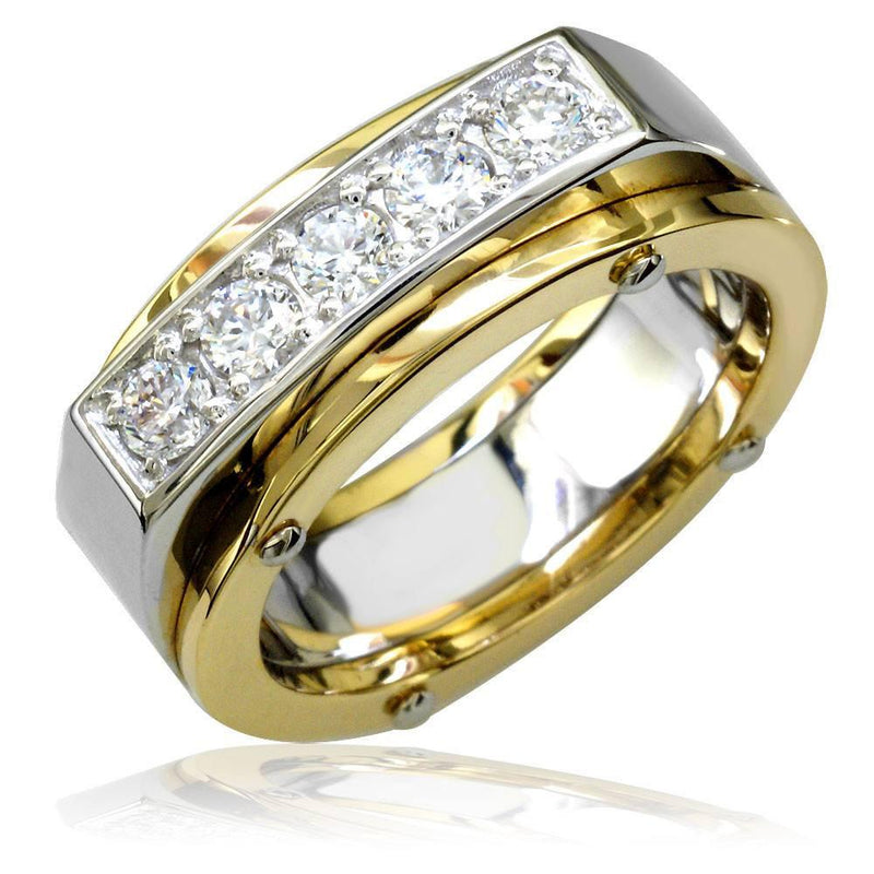 Two-Tone Diamond Mens Ring in 18K, 0.75CT