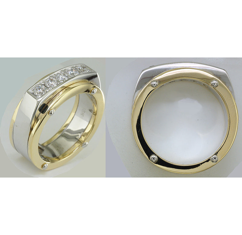 Two-Tone Diamond Mens Ring in 14K, 0.75CT