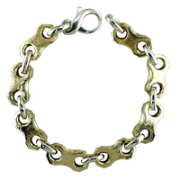 Mens Nut and Bolts Bracelet in Textured Bronze and Sterling Silver, 8.5 Inches