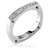 Diamond Band with Squared Corners and Pins in 14K