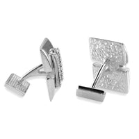 Large Cubic Zirconia Bar Cufflinks in Sterling Silver
