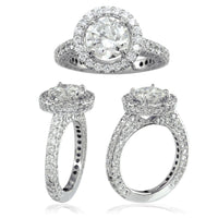 Diamond Halo Engagement Ring Setting in 18K White Gold, 2.0CT