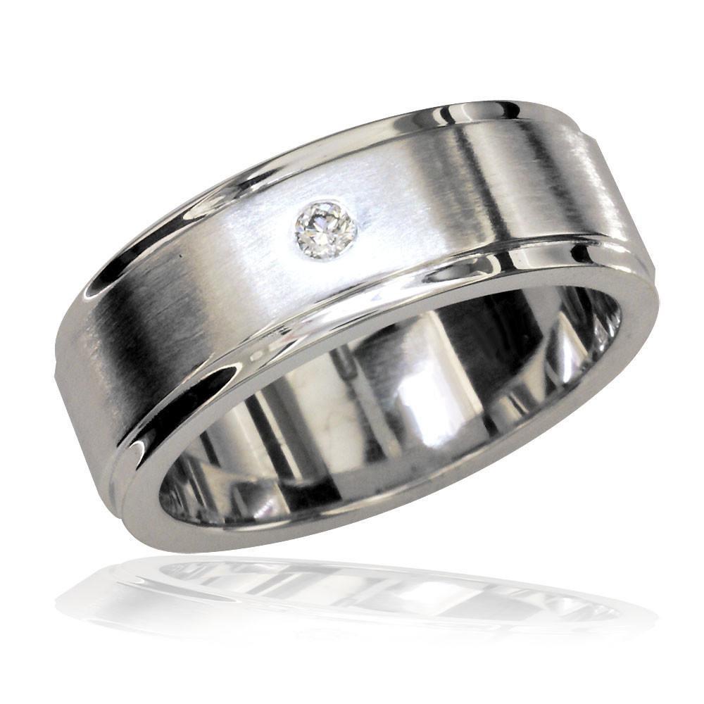 Mens Wide Band Set with One Diamond MR-Z3958