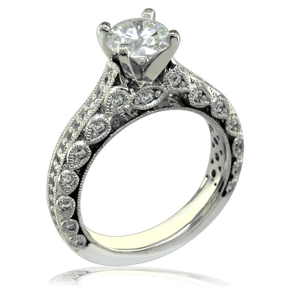 Vintage Look Diamond Engagment Ring Setting E/W-Z3996