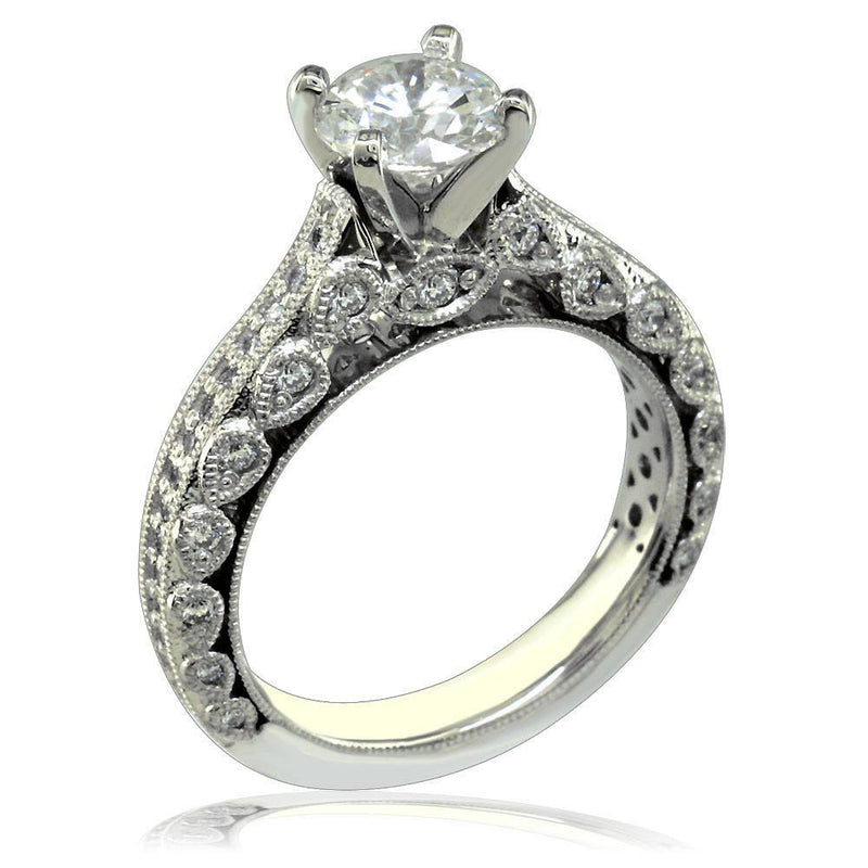 Vintage Look Diamond Engagment Ring Setting E/W-Z3996