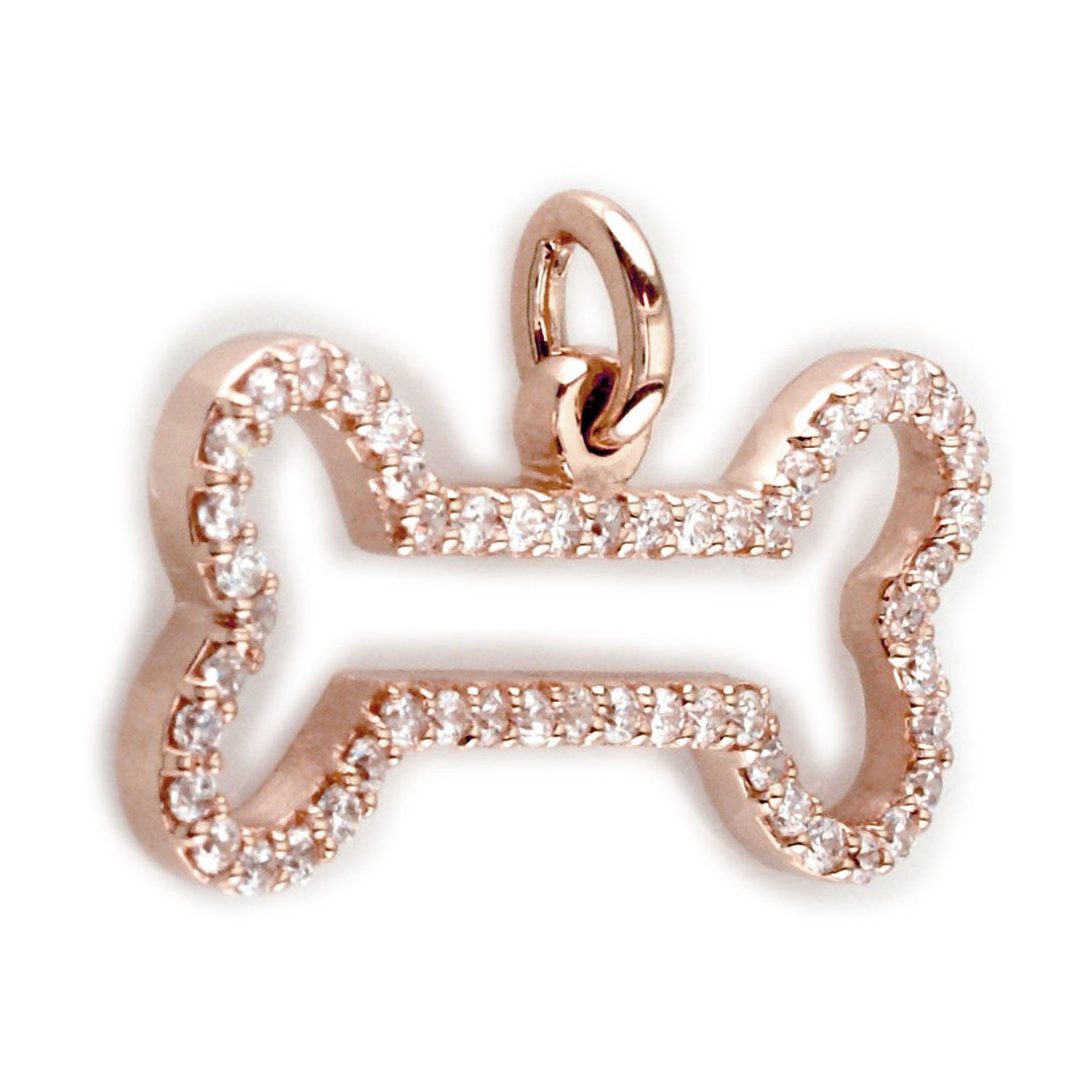 Cubic Zirconia Open Szira Dog Bone Pendant in 14K Pink Gold