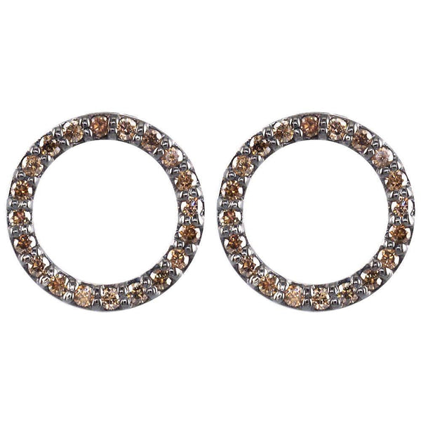 Champagne Diamond Circle Earrings in 18K