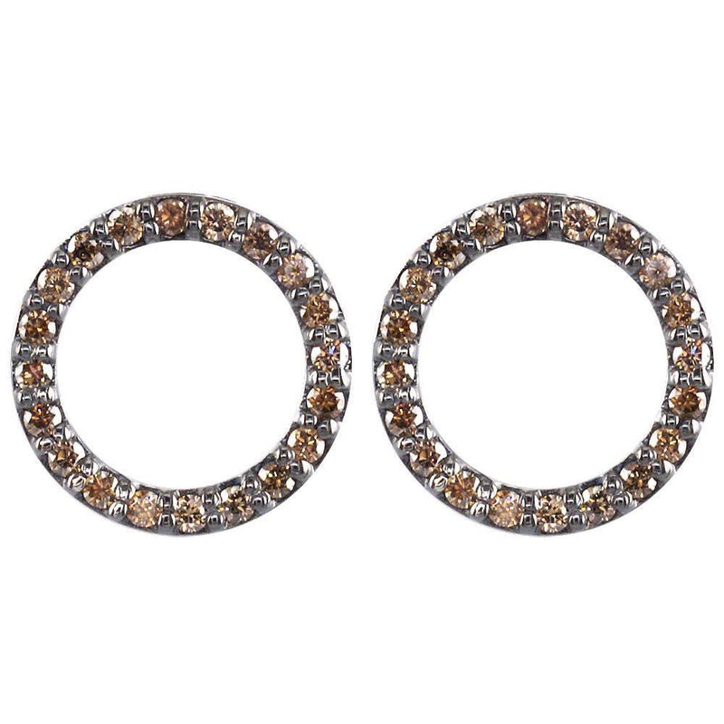 Champagne Diamond Circle Earrings in 18K