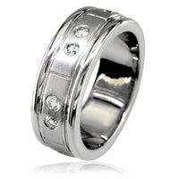 Mens Wide Diamond Band with Satin Finish in 18K