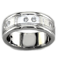 Mens Wide Diamond Band with Satin Finish in 18K
