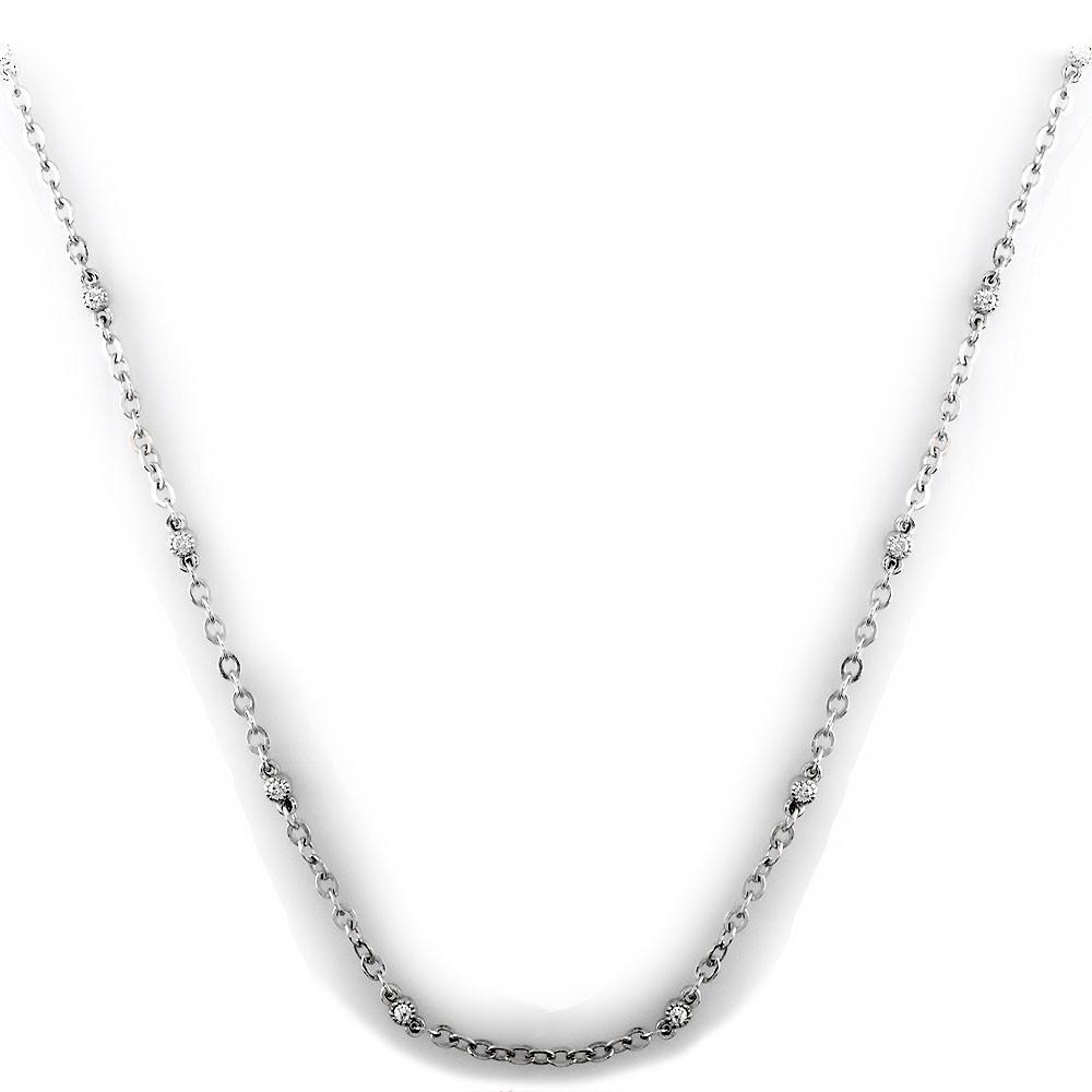 Double-Sided Diamond Link Chain 16" in 14K White Gold
