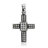 Cubic Zirconia Cross Pendant in Sterling Silver, 27mm